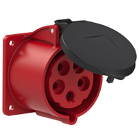 Pin and Sleeve Receptacle Outlet Devices 888-1333-NS IEC 60309 Panel Mount Receptacle Str, IP44, 30A 200-415V, 32A 220/380-240/415V, 6H, IEC 309 International Pin and Sleeve Devices  